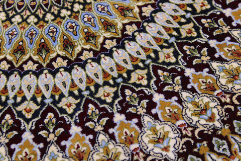 handmade Traditional  Blue Blue  RECTANGLE SILK area rug 7' x 10'