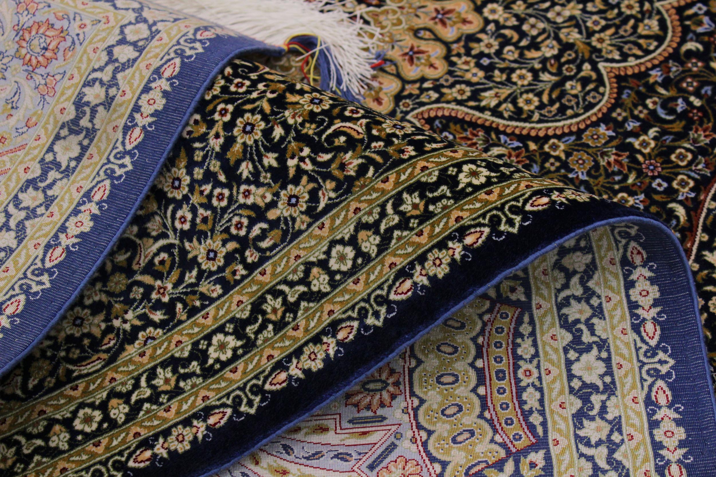 handmade Traditional  Blue Blue  RECTANGLE SILK area rug 7' x 10'