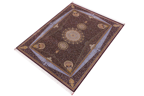 handmade Traditional  Red Red  RECTANGLE SILK area rug 7' x 10'