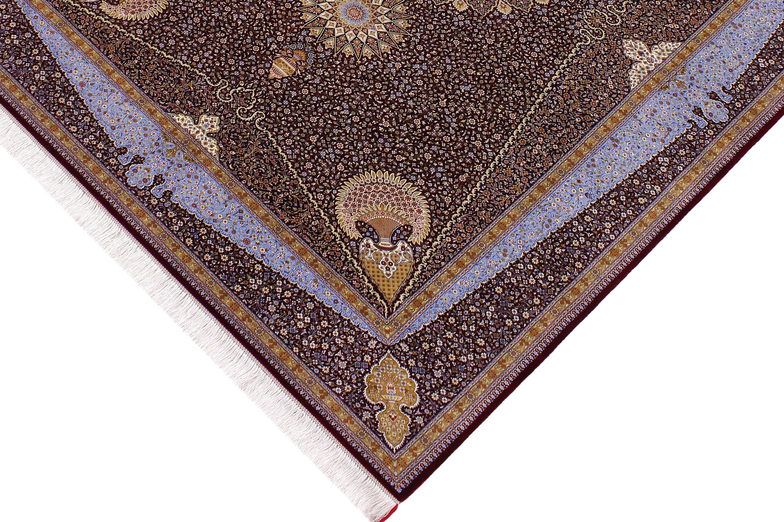 handmade Traditional  Red Red  RECTANGLE SILK area rug 7' x 10'