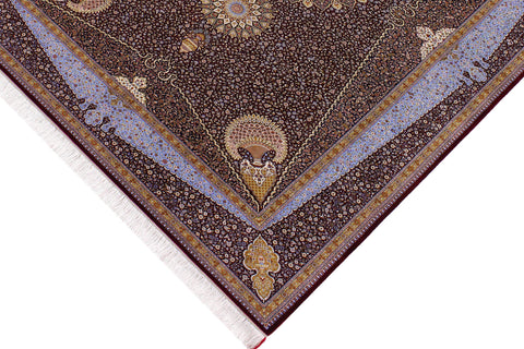 handmade Traditional  Red Red  RECTANGLE SILK area rug 7' x 10'