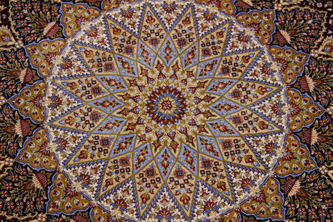 handmade Traditional  Red Red  RECTANGLE SILK area rug 7' x 10'