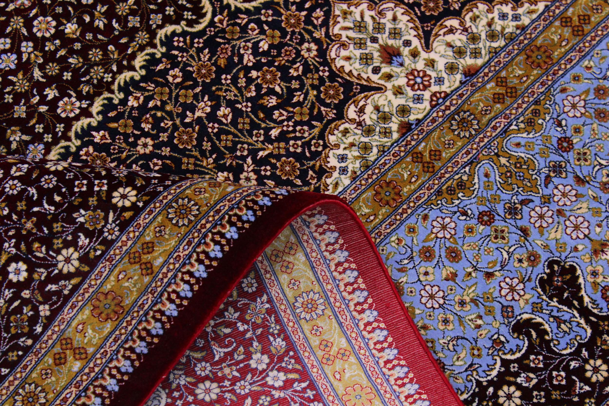 handmade Traditional  Red Red  RECTANGLE SILK area rug 7' x 10'