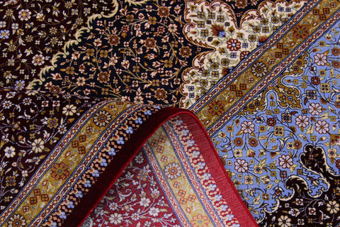 handmade Traditional  Red Red  RECTANGLE SILK area rug 7' x 10'