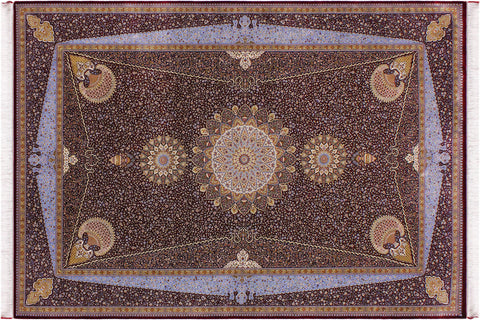 handmade Traditional  Red Red  RECTANGLE SILK area rug 7' x 10'