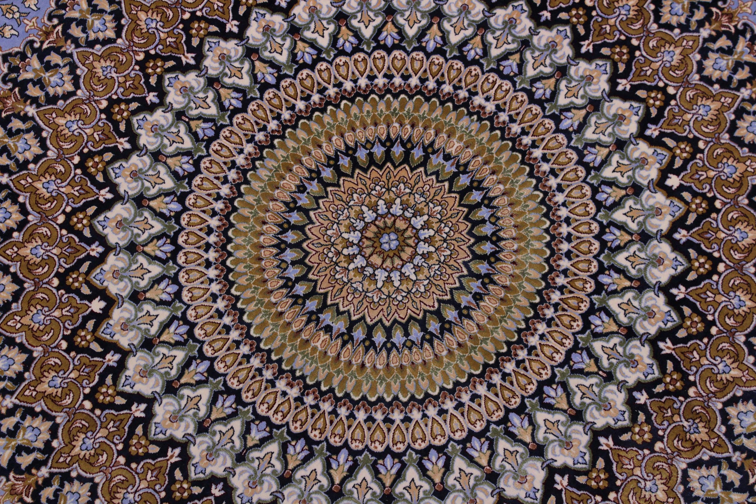 handmade Traditional  Blue Blue  RECTANGLE SILK area rug 8' x 12'