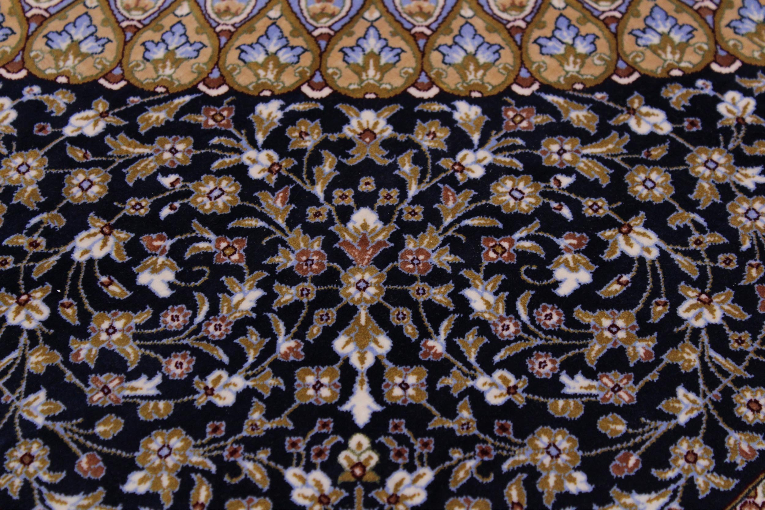 handmade Traditional  Blue Blue  RECTANGLE SILK area rug 8' x 12'