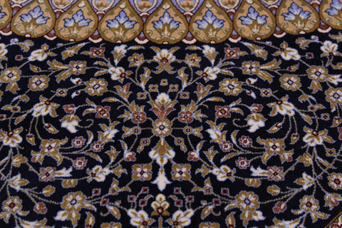 handmade Traditional  Blue Blue  RECTANGLE SILK area rug 8' x 12'