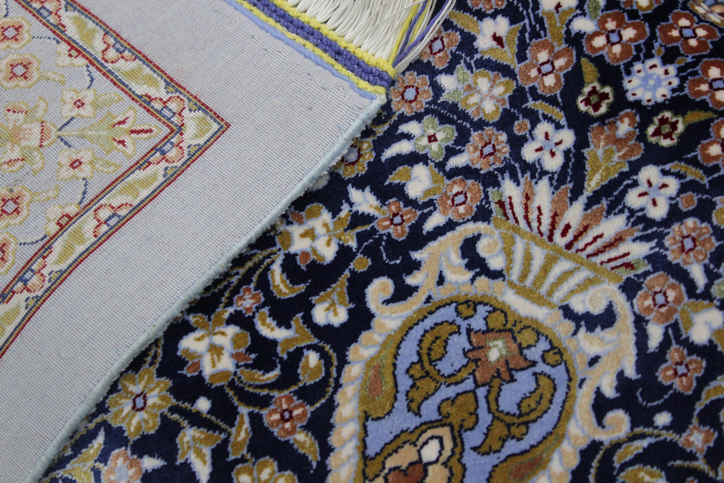 handmade Traditional  Blue Blue  RECTANGLE SILK area rug 8' x 12'