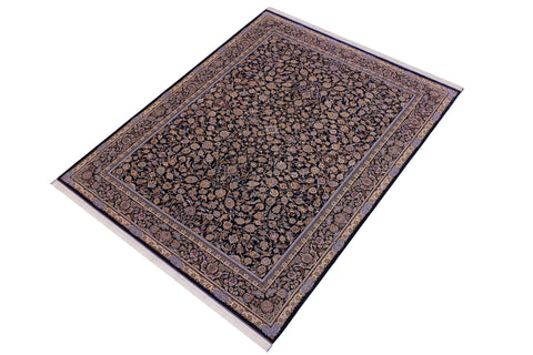 handmade Traditional  Blue Blue  RECTANGLE SILK area rug 8' x 11'