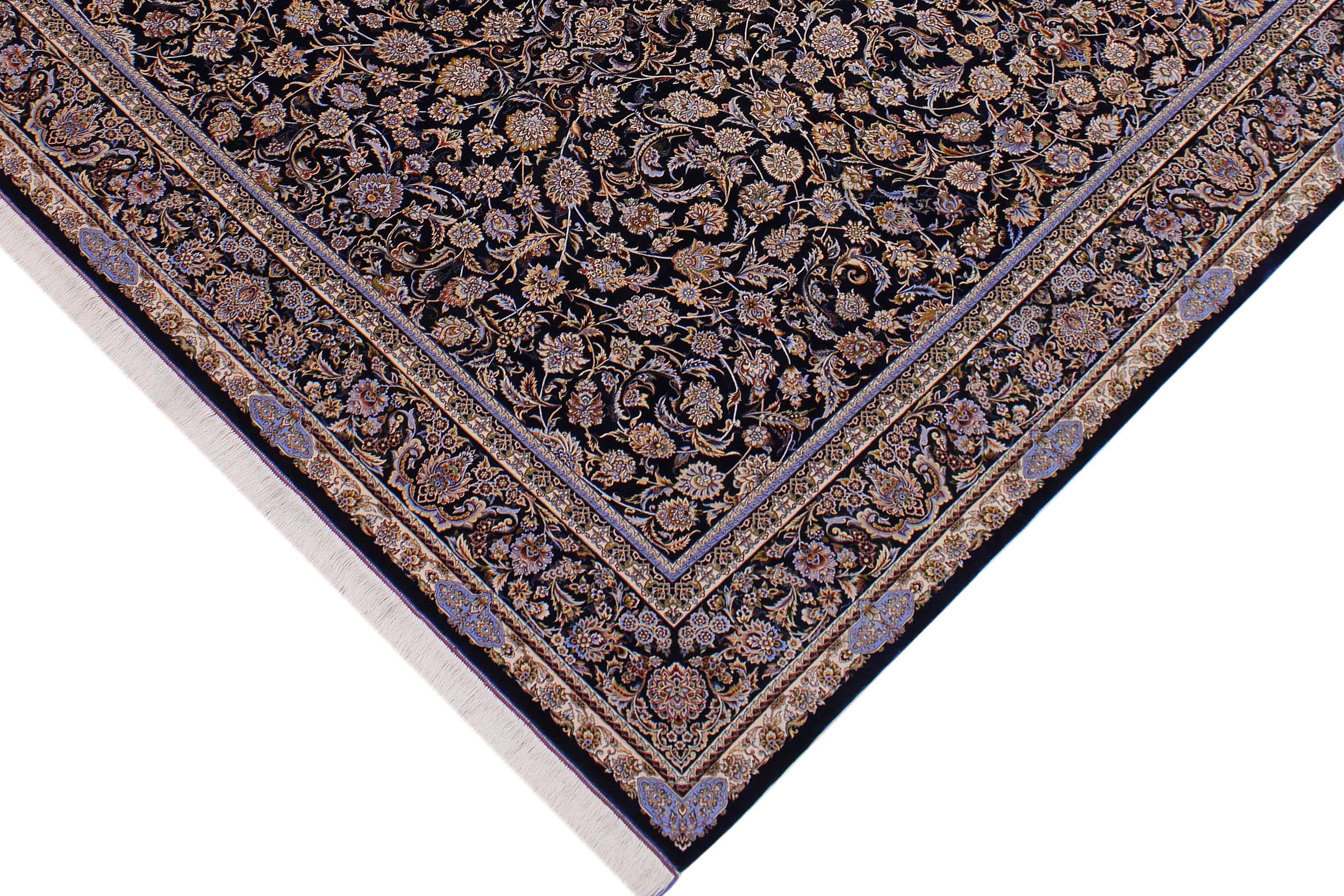 handmade Traditional  Blue Blue  RECTANGLE SILK area rug 8' x 11'