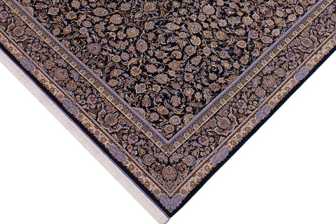 handmade Traditional  Blue Blue  RECTANGLE SILK area rug 8' x 11'