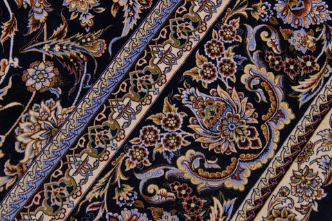 handmade Traditional  Blue Blue  RECTANGLE SILK area rug 8' x 11'