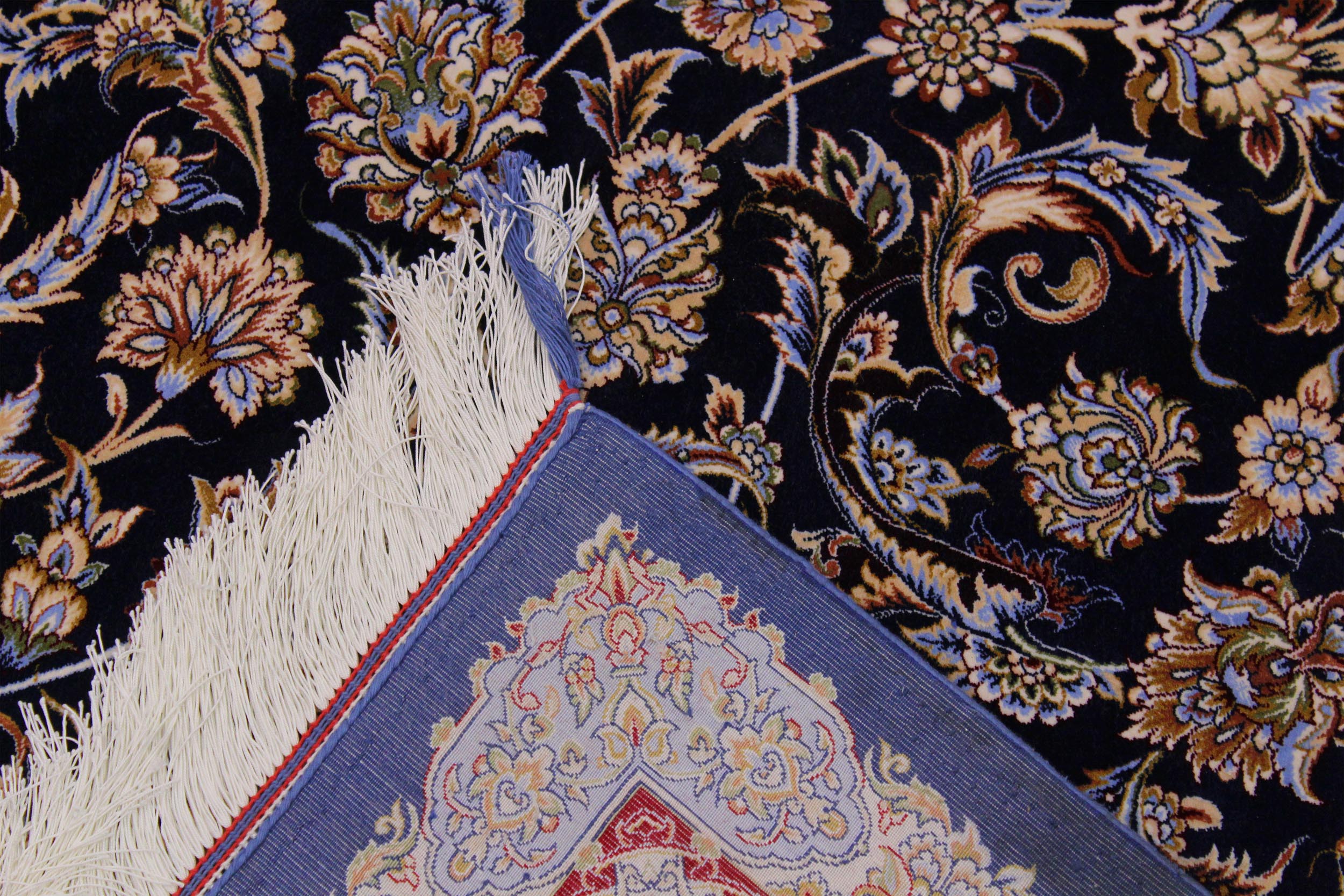 handmade Traditional  Blue Blue  RECTANGLE SILK area rug 8' x 11'