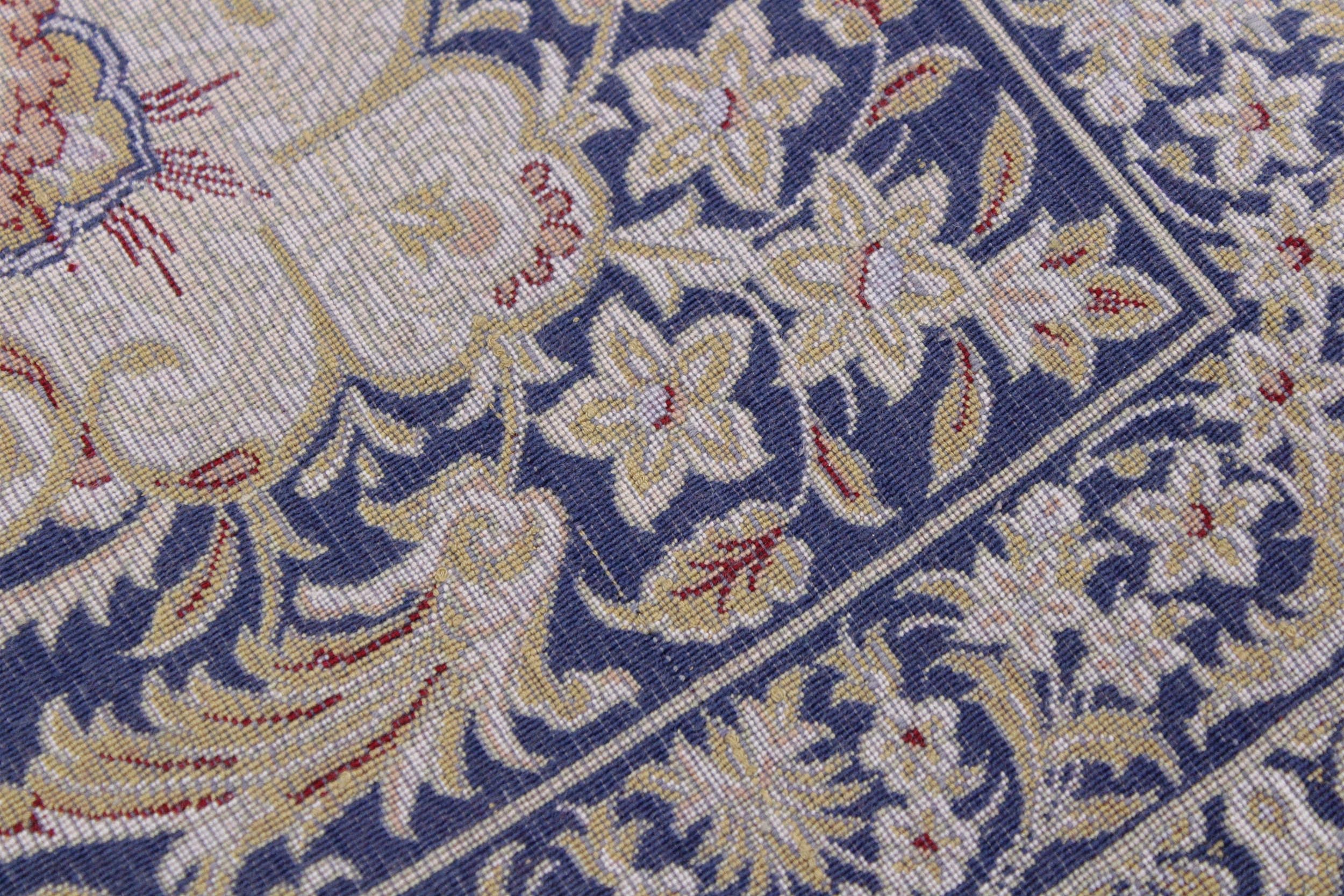 handmade Traditional  Blue Black  RECTANGLE SILK area rug 7' x 8'