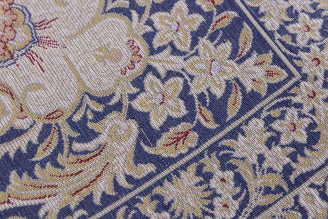 handmade Traditional  Blue Black  RECTANGLE SILK area rug 7' x 8'