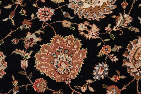 handmade Transitional  Black Ivory Hand Knotted RECTANGLE WOOL&SILK area rug 10x14