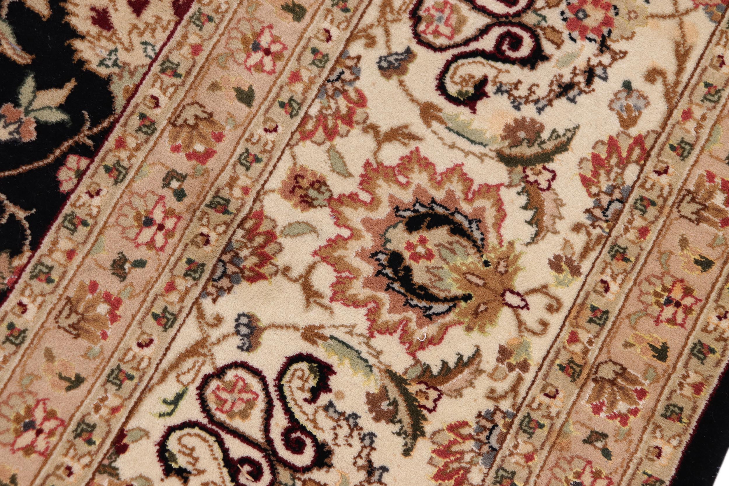 handmade Transitional  Black Ivory Hand Knotted RECTANGLE WOOL&SILK area rug 10x14