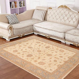 handmade Traditional Kafkaz Beige Blue Hand Knotted RECTANGLE 100% WOOL area rug 8 x 10