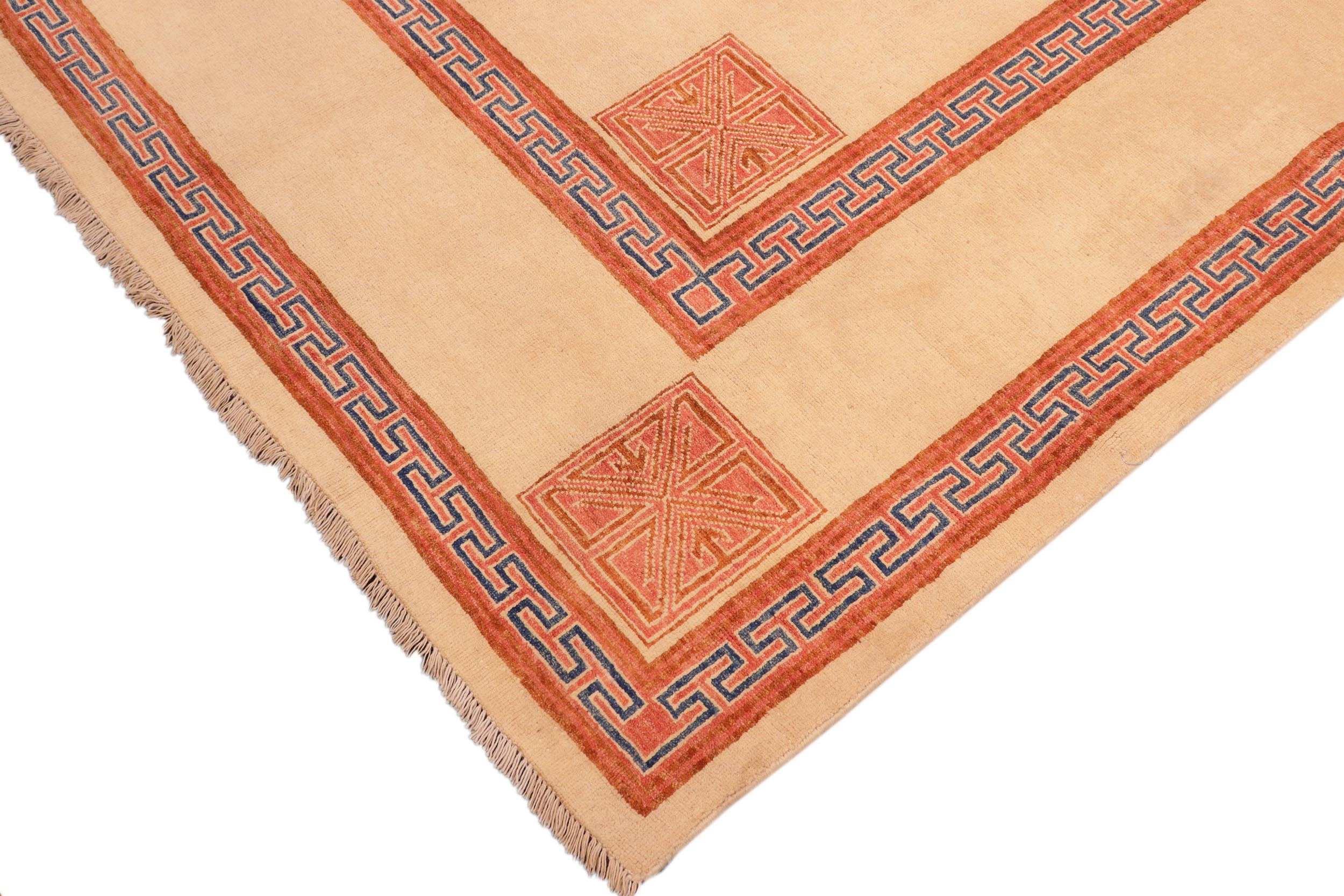 handmade Modern Kotan Beige Rust Hand Knotted RECTANGLE 100% WOOL area rug 6' x 8'