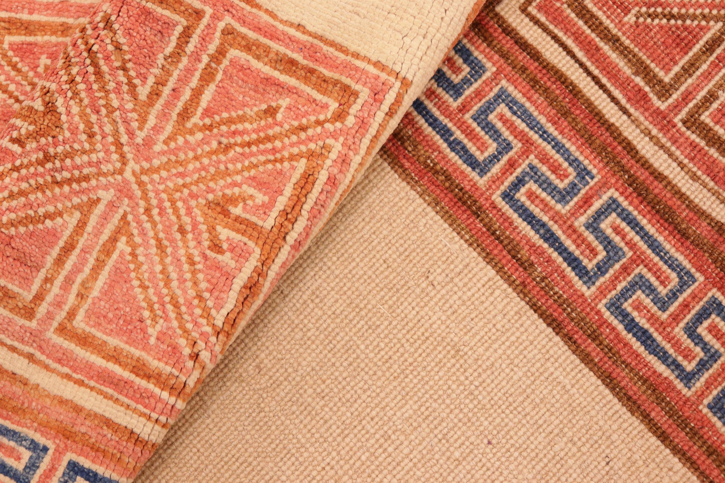 handmade Modern Kotan Beige Rust Hand Knotted RECTANGLE 100% WOOL area rug 6' x 8'