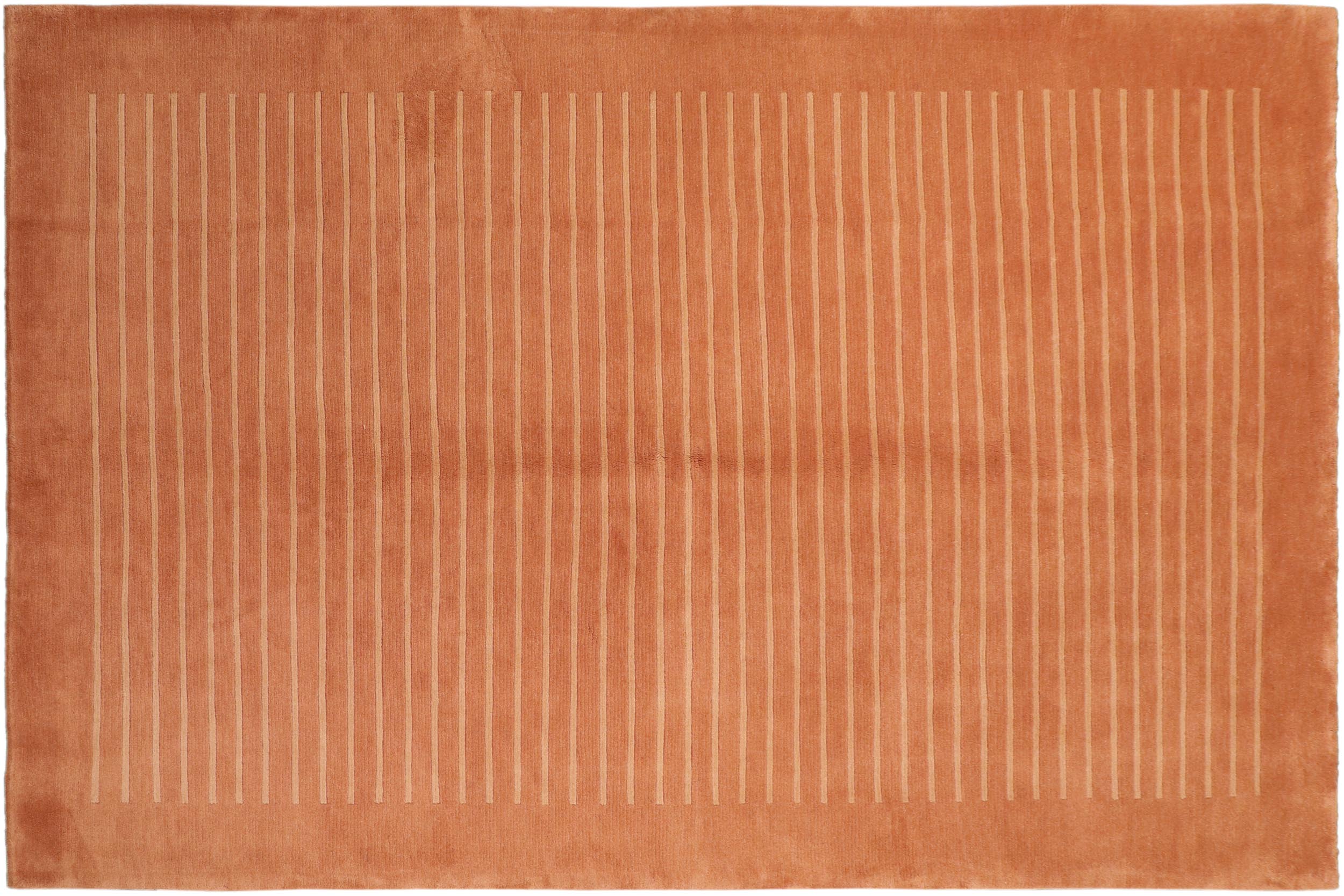 handmade Modern Art Deco Rust Tan Hand Knotted RECTANGLE 100% WOOL area rug 6x9