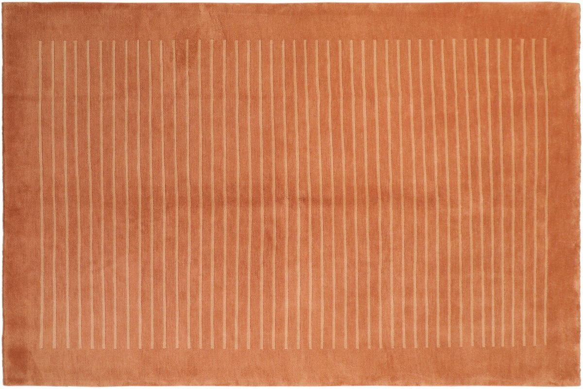 handmade Modern Art Deco Rust Tan Hand Knotted RECTANGLE 100% WOOL area rug 6x9