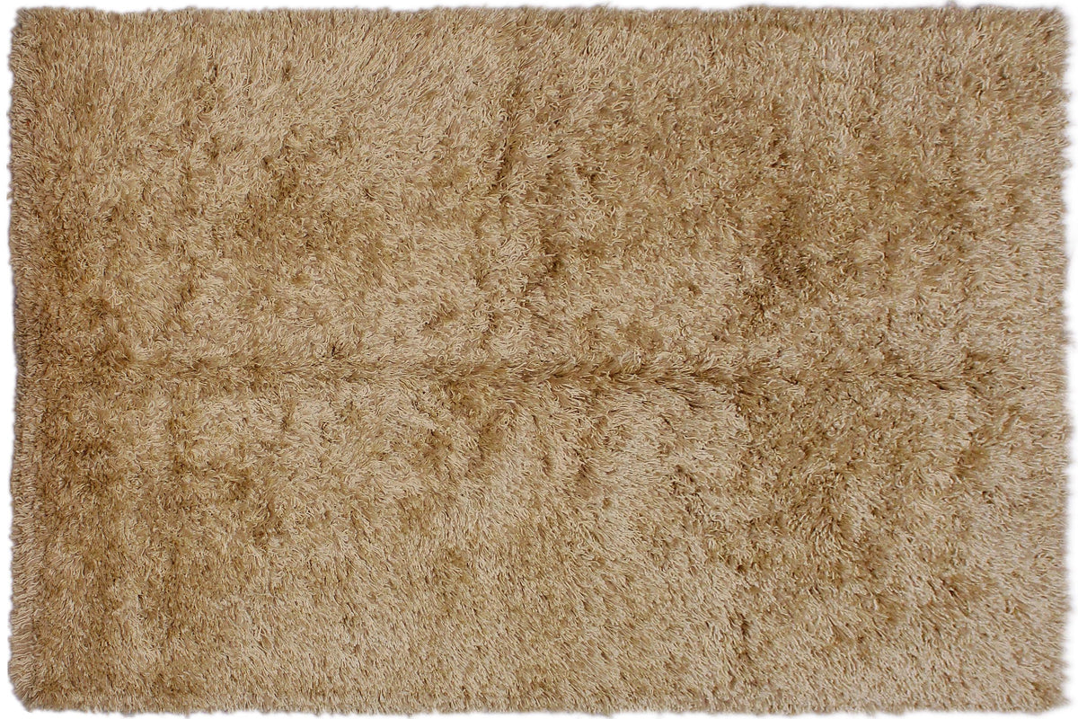 handmade Modern Shag Gold Gold Hand Knotted RECTANGLE 100% WOOL area rug 5' x 8'