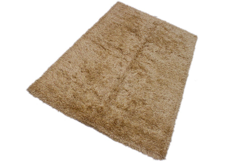 handmade Modern Shag Gold Gold Hand Knotted RECTANGLE 100% WOOL area rug 5' x 8'