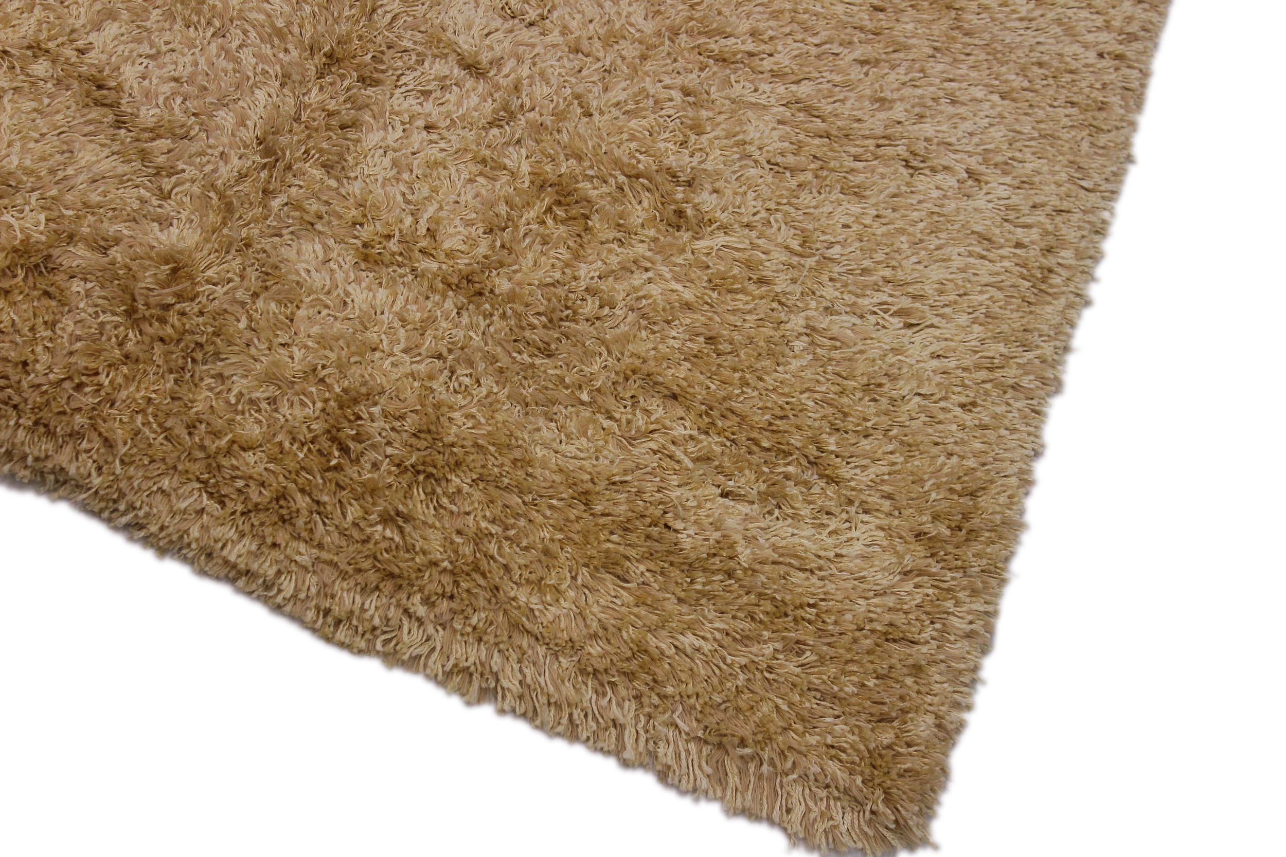 handmade Modern Shag Gold Gold Hand Knotted RECTANGLE 100% WOOL area rug 5' x 8'