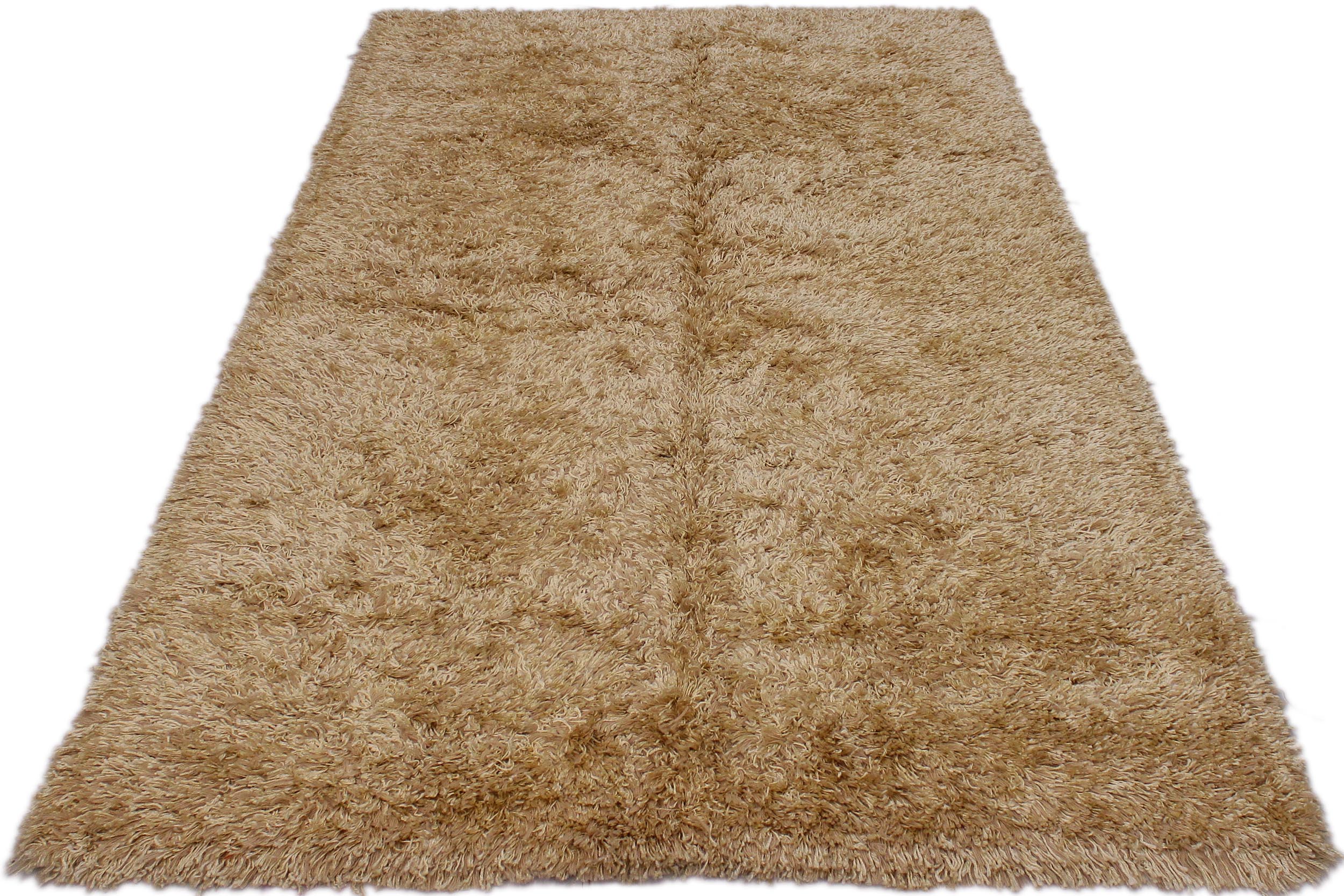 handmade Modern Shag Gold Gold Hand Knotted RECTANGLE 100% WOOL area rug 5' x 8'