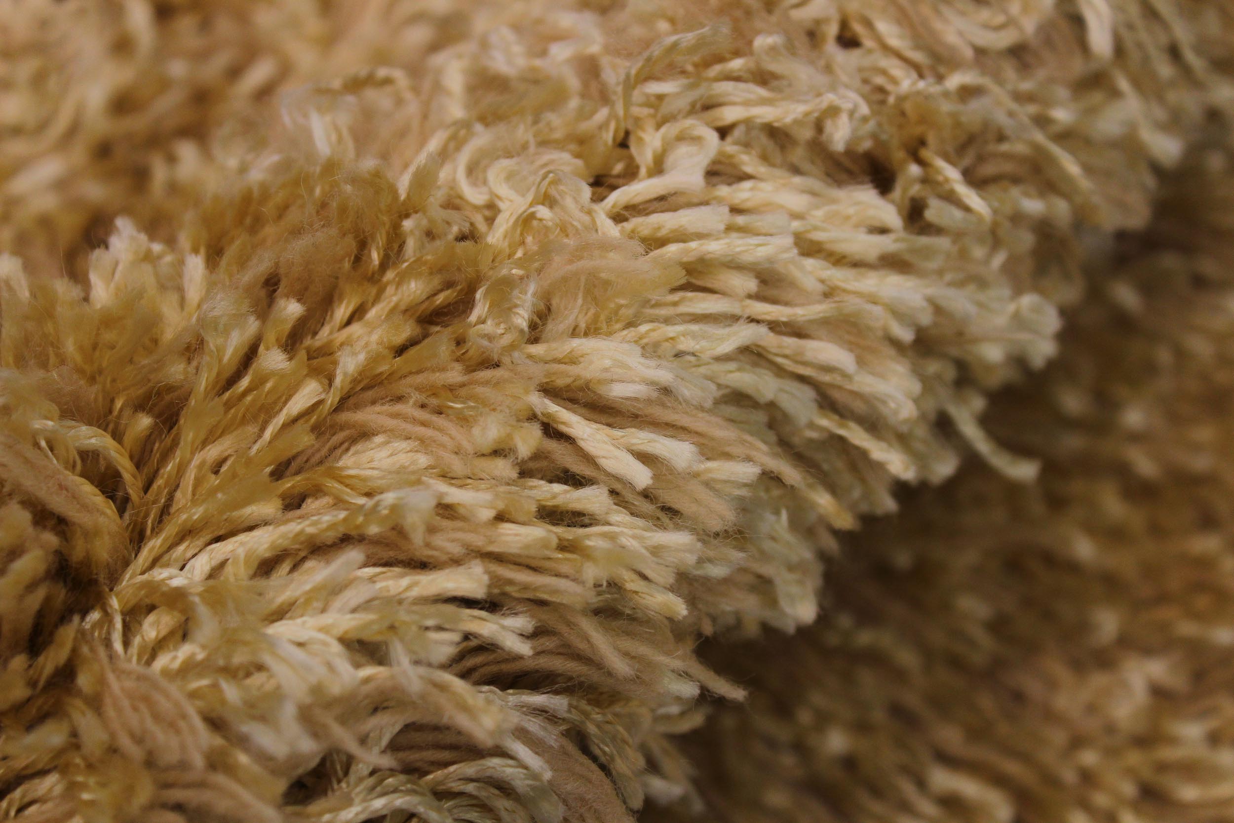 handmade Modern Shag Gold Gold Hand Knotted RECTANGLE 100% WOOL area rug 5' x 8'