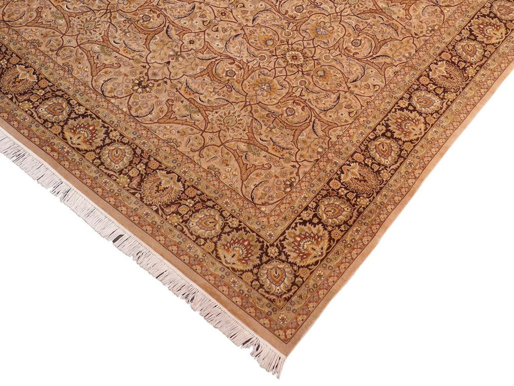handmade Transitional Hajijellile Tan Brown Hand Knotted RECTANGLE 100% WOOL area rug 8x10