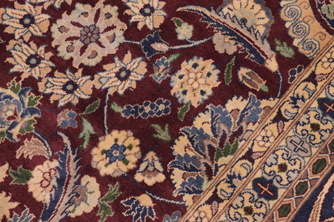 handmade Transitional Agra Tabriz Aubergine Blue Hand Knotted RECTANGLE 100% WOOL area rug 9x13