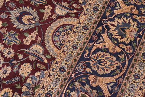 handmade Transitional Agra Tabriz Aubergine Blue Hand Knotted RECTANGLE 100% WOOL area rug 9x13