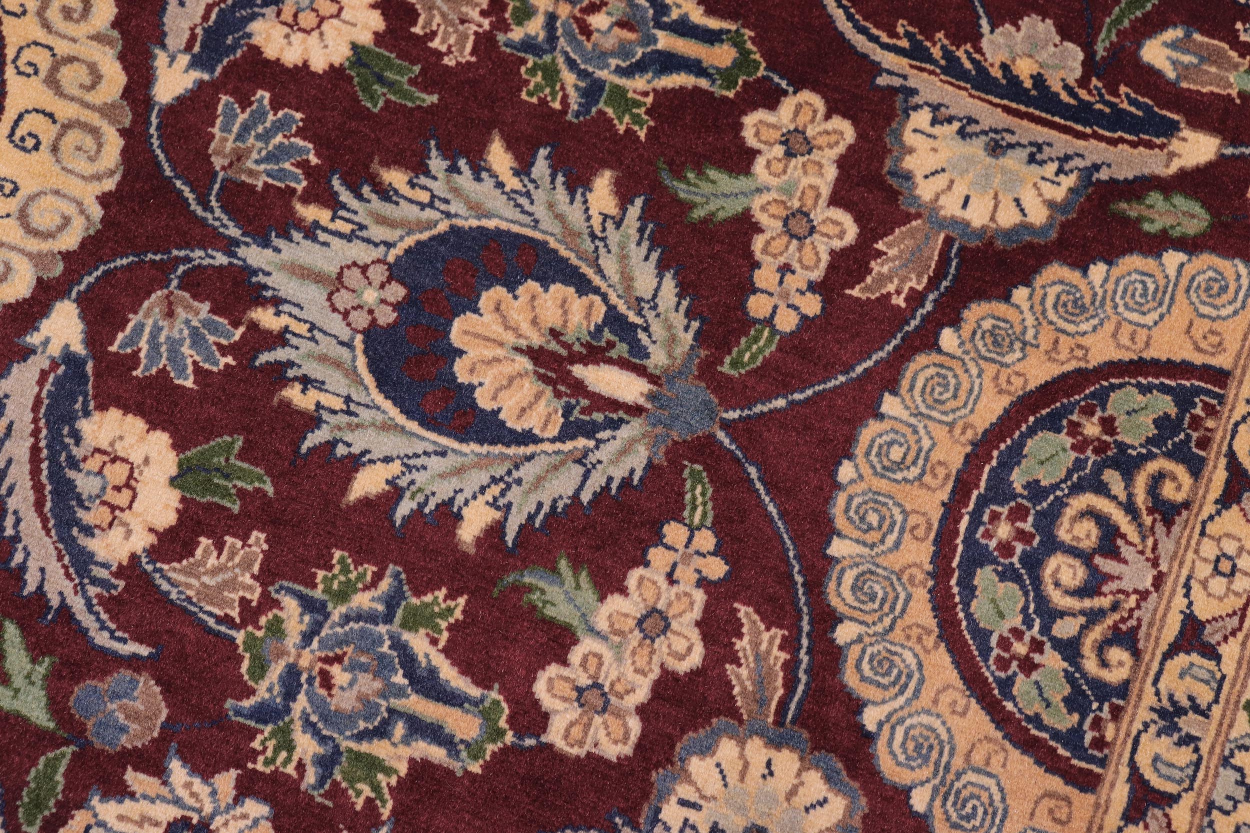 handmade Transitional Agra Tabriz Aubergine Blue Hand Knotted RECTANGLE 100% WOOL area rug 9x13