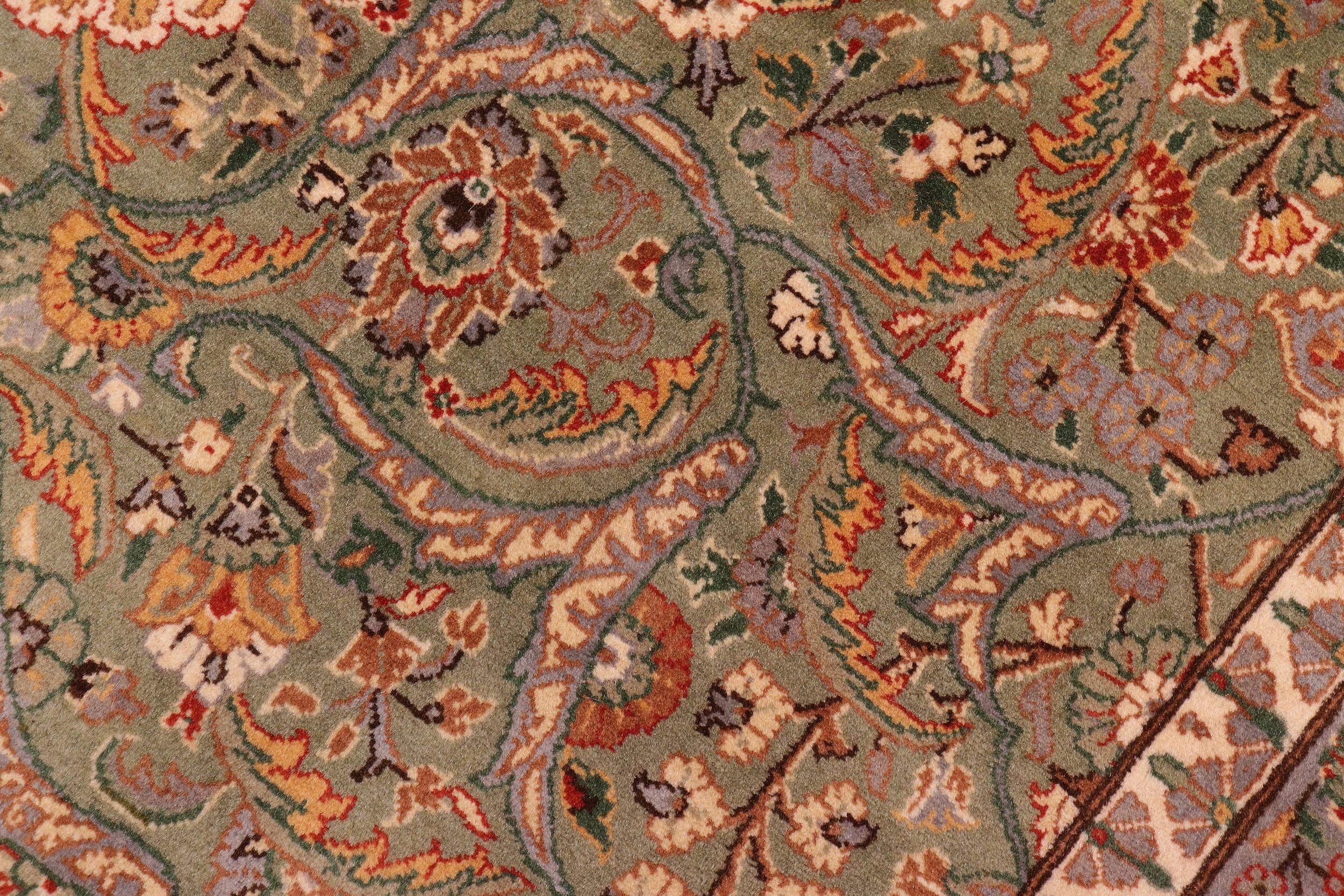 handmade Traditional Regular Lt. Green Ivory Hand Knotted RECTANGLE 100% WOOL area rug 9x12