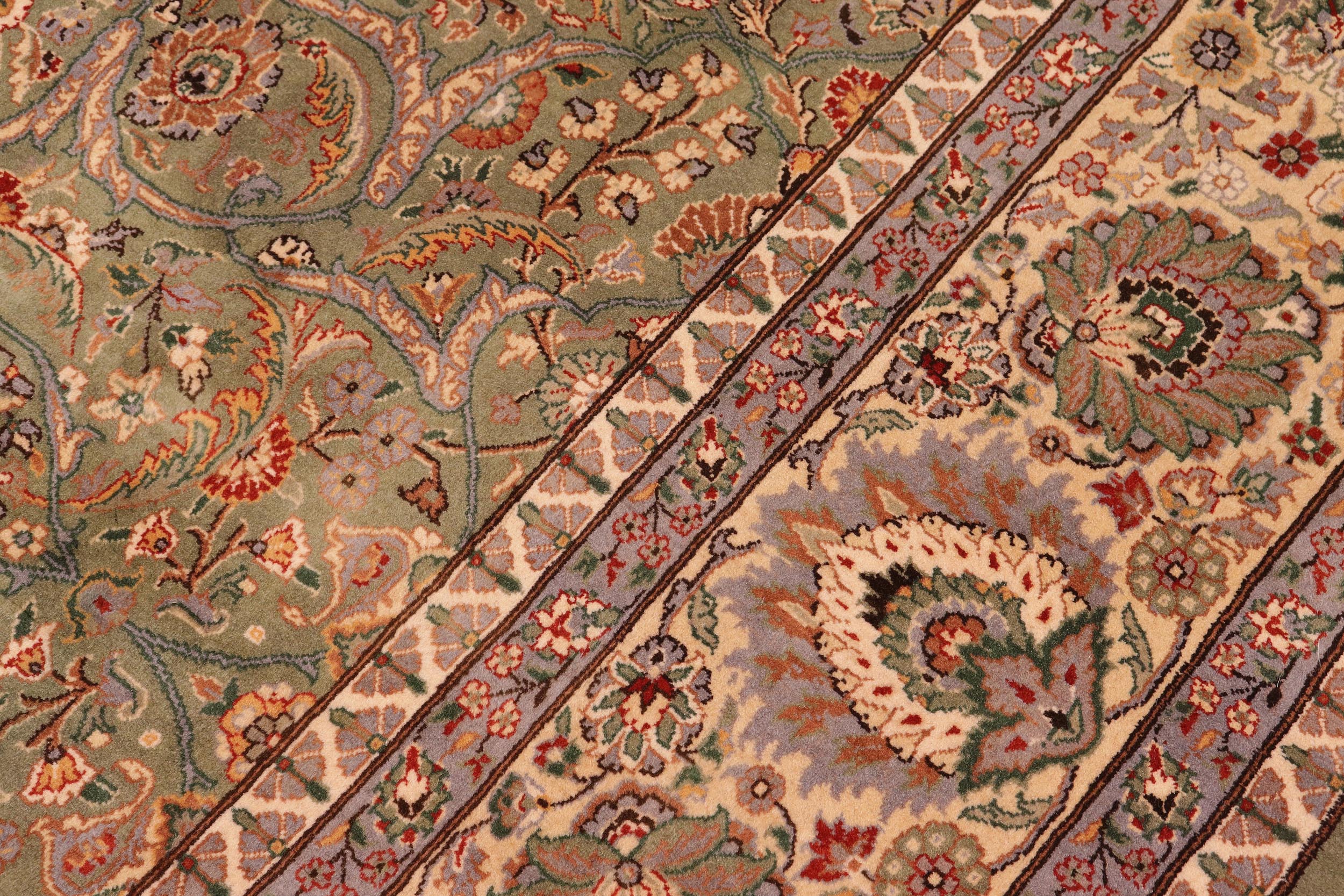 handmade Traditional Regular Lt. Green Ivory Hand Knotted RECTANGLE 100% WOOL area rug 9x12