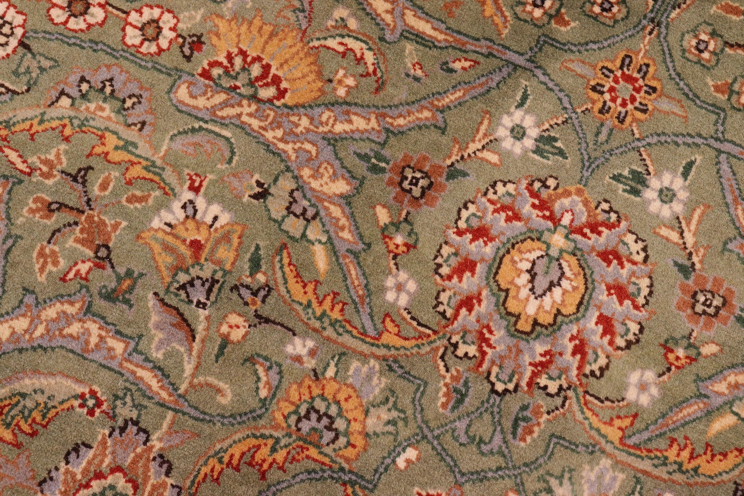 handmade Traditional Regular Lt. Green Ivory Hand Knotted RECTANGLE 100% WOOL area rug 9x12