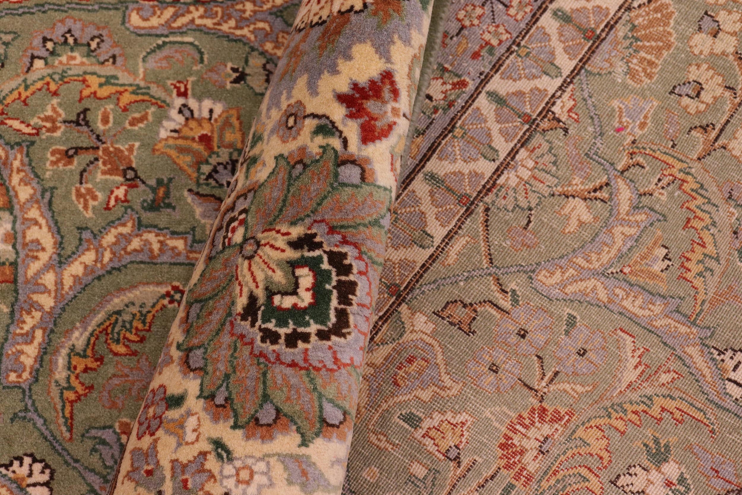 handmade Traditional Regular Lt. Green Ivory Hand Knotted RECTANGLE 100% WOOL area rug 9x12