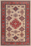 handmade Geometric Super Kazak Lt. Gold Pink Hand-made RECTANGLE 100% WOOL area rug 5x8