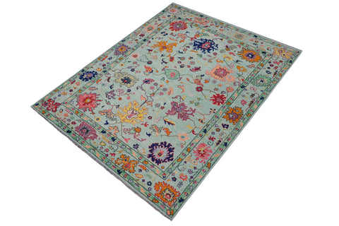 handmade Traditional Oushak Lt. Blue Lt. Blue Hand-made RECTANGLE 100% WOOL area rug 9' x 12'