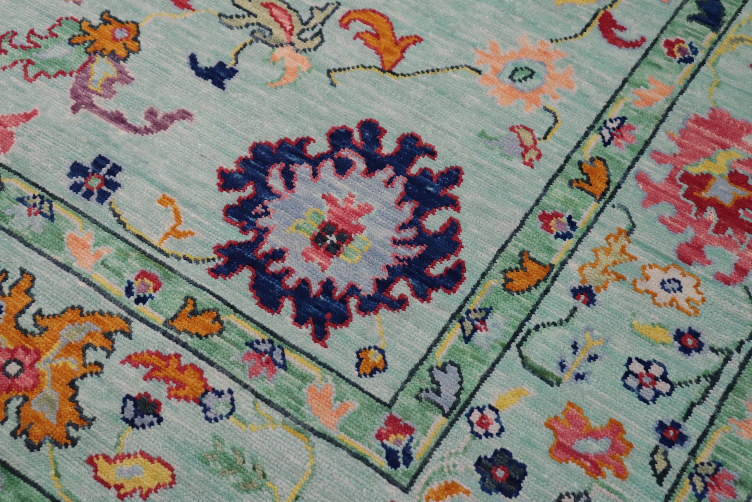 handmade Traditional Oushak Lt. Blue Lt. Blue Hand-made RECTANGLE 100% WOOL area rug 9' x 12'