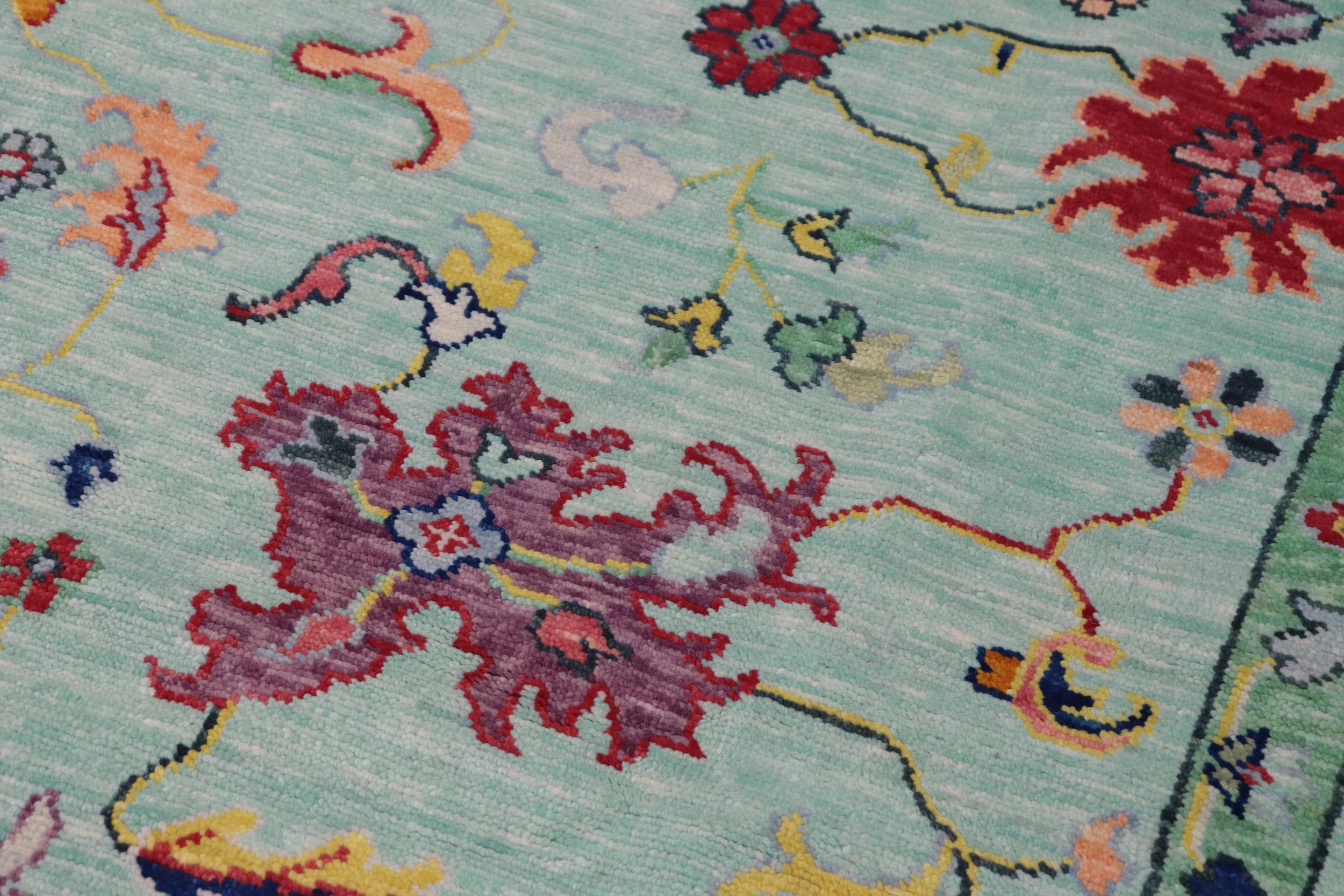 handmade Traditional Oushak Lt. Blue Lt. Blue Hand-made RECTANGLE 100% WOOL area rug 9' x 12'