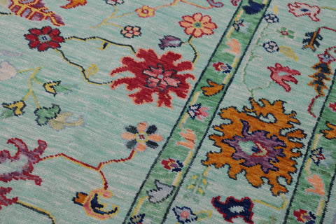 handmade Traditional Oushak Lt. Blue Lt. Blue Hand-made RECTANGLE 100% WOOL area rug 9' x 12'