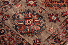 handmade Geometric Super Kazak Gray Gray Hand-made RUNNER 100% WOOL area rug 2x10