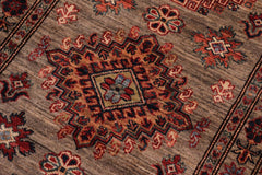 handmade Geometric Super Kazak Gray Gray Hand-made RUNNER 100% WOOL area rug 2x10