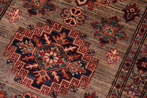 handmade Geometric Super Kazak Gray Gray Hand Knotted RUNNER 100% WOOL area rug 3' x 10'