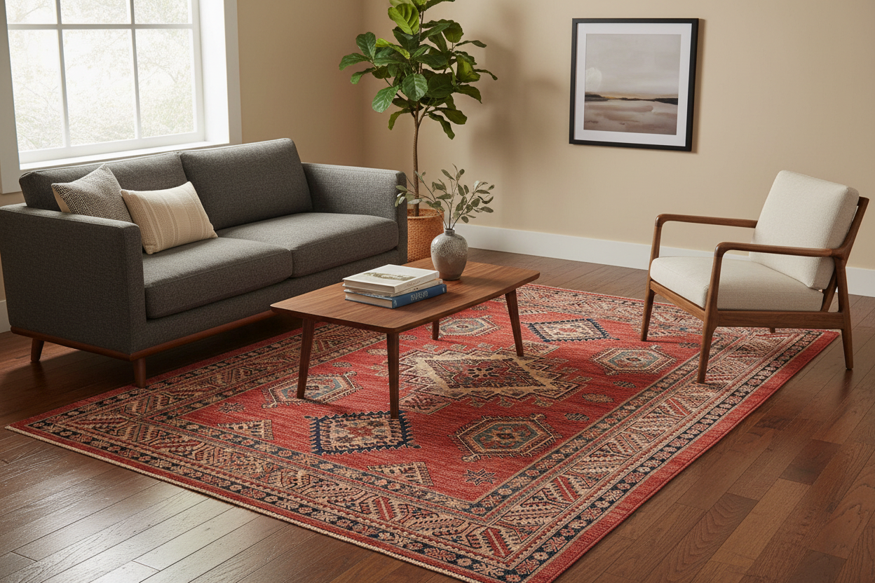 handmade Geometric Super Kazak Rust Beige Hand Knotted RECTANGLE 100% WOOL area rug 5' x 8'