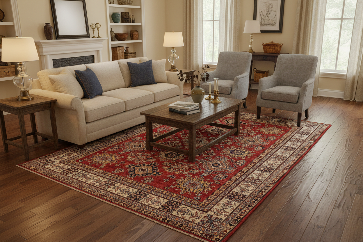 handmade Geometric Super Kazak Red Beige Hand Knotted RECTANGLE 100% WOOL area rug 6' x 9'